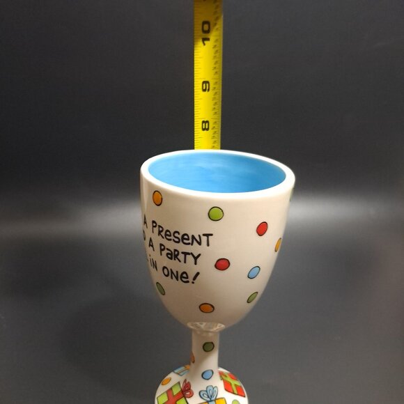 Hand-Painted "Liquid Birthday" Wine Goblet By Our Name Is Mud - Picture 11 of 14